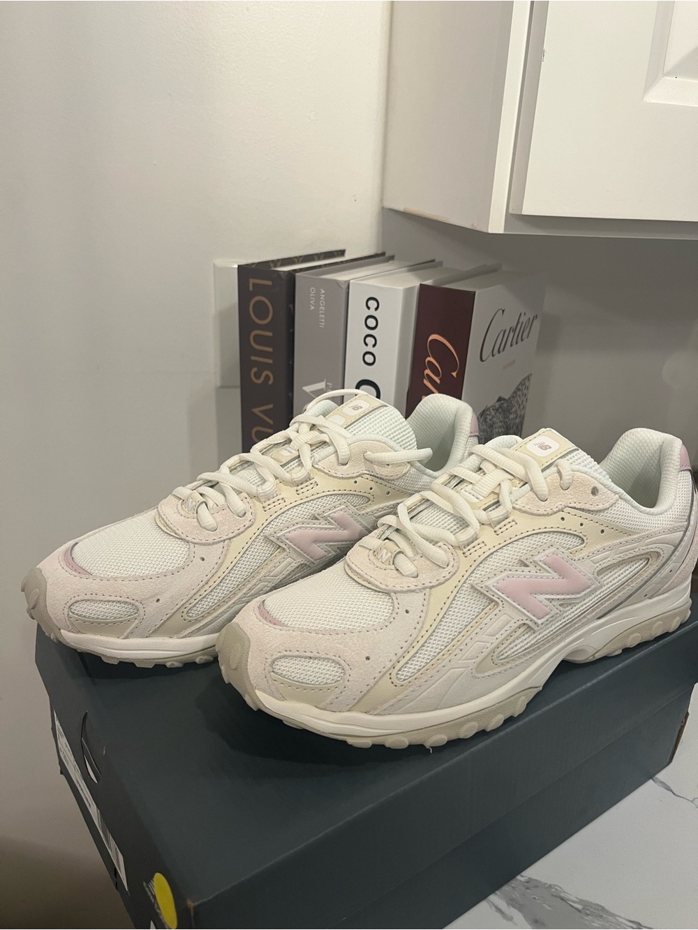 New Balance Women's Cream & Pale Pink Running Sneakers